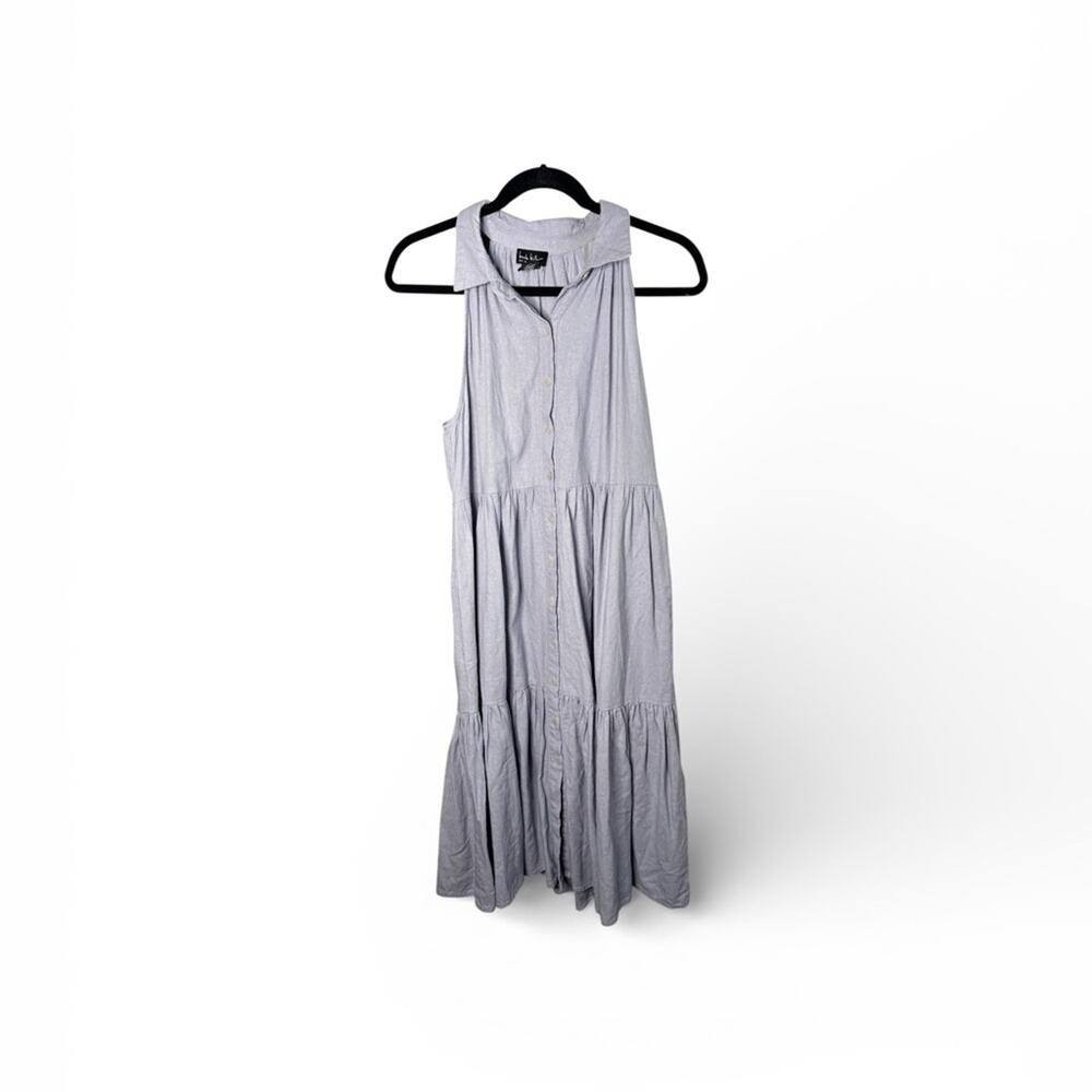 Nicole Miller Light Blue Tiered Ruffle Maxi Dress Small